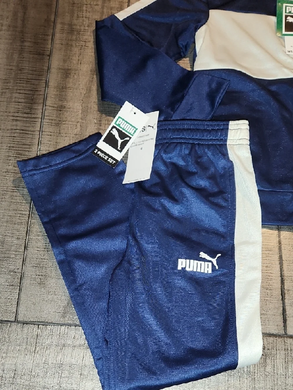 NWT Puma Navy and White Athletic Track Jacket & Pants - Picture 3 of 6